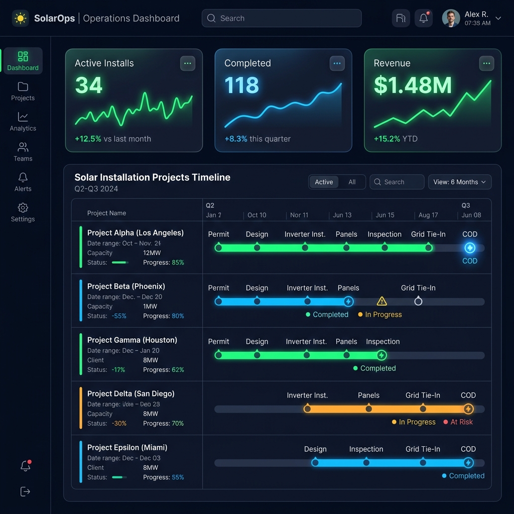 Solarswytch operations dashboard