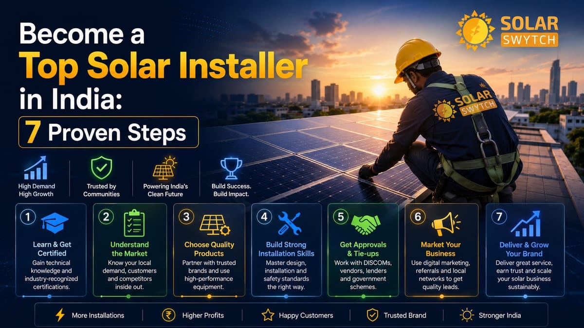 Become a Top Solar Installer in India: 7 Proven Steps — illustrated guide cover