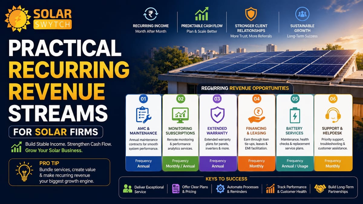 Practical Recurring Revenue Streams for Solar Firms — illustrated guide cover