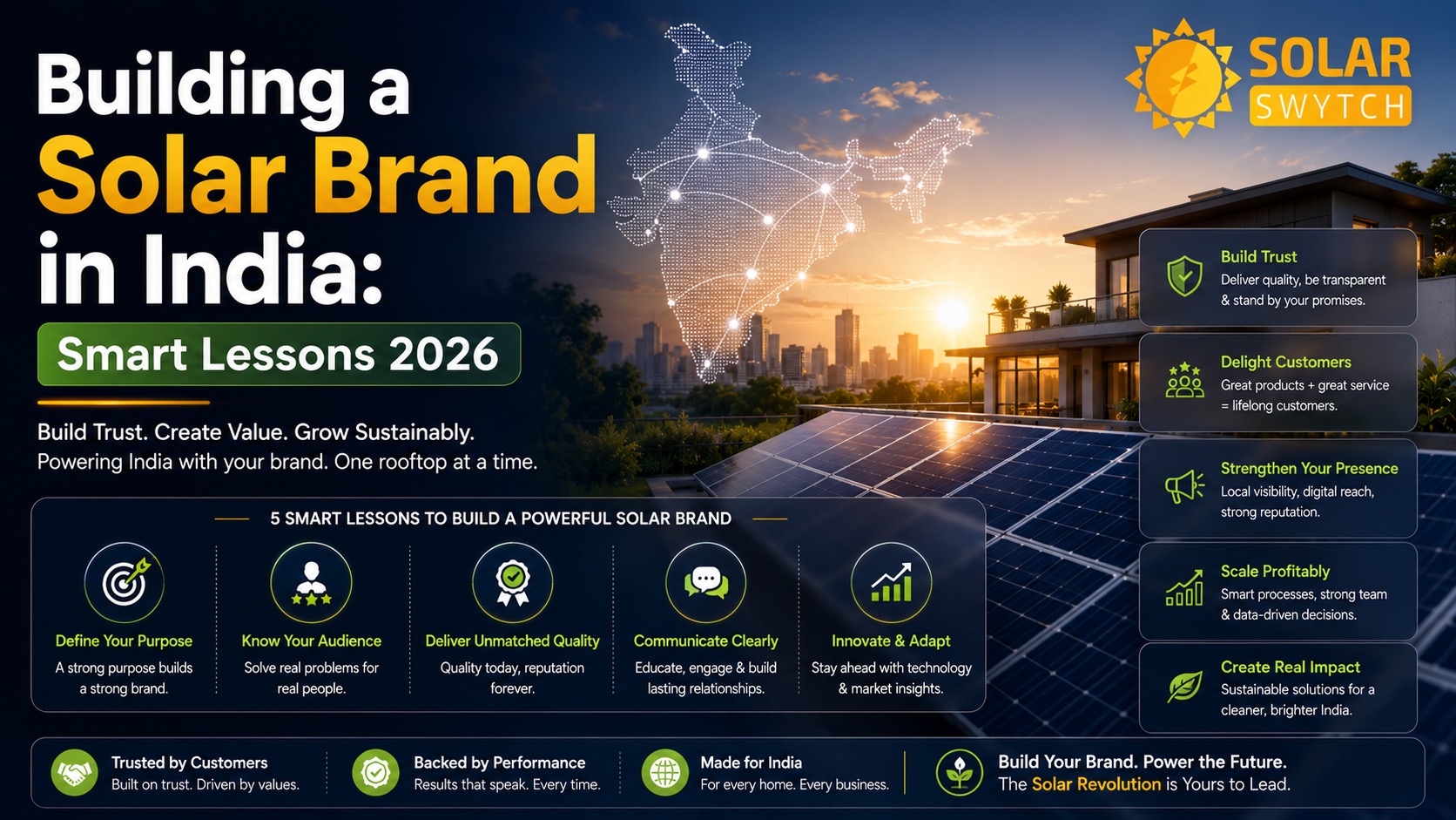 Building a Solar Brand in India: Smart Lessons 2026 — illustrated guide cover