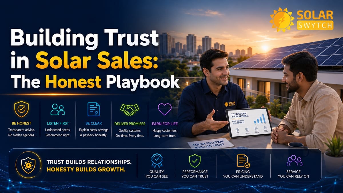 Building Trust in Solar Sales: The Honest Playbook — illustrated guide cover