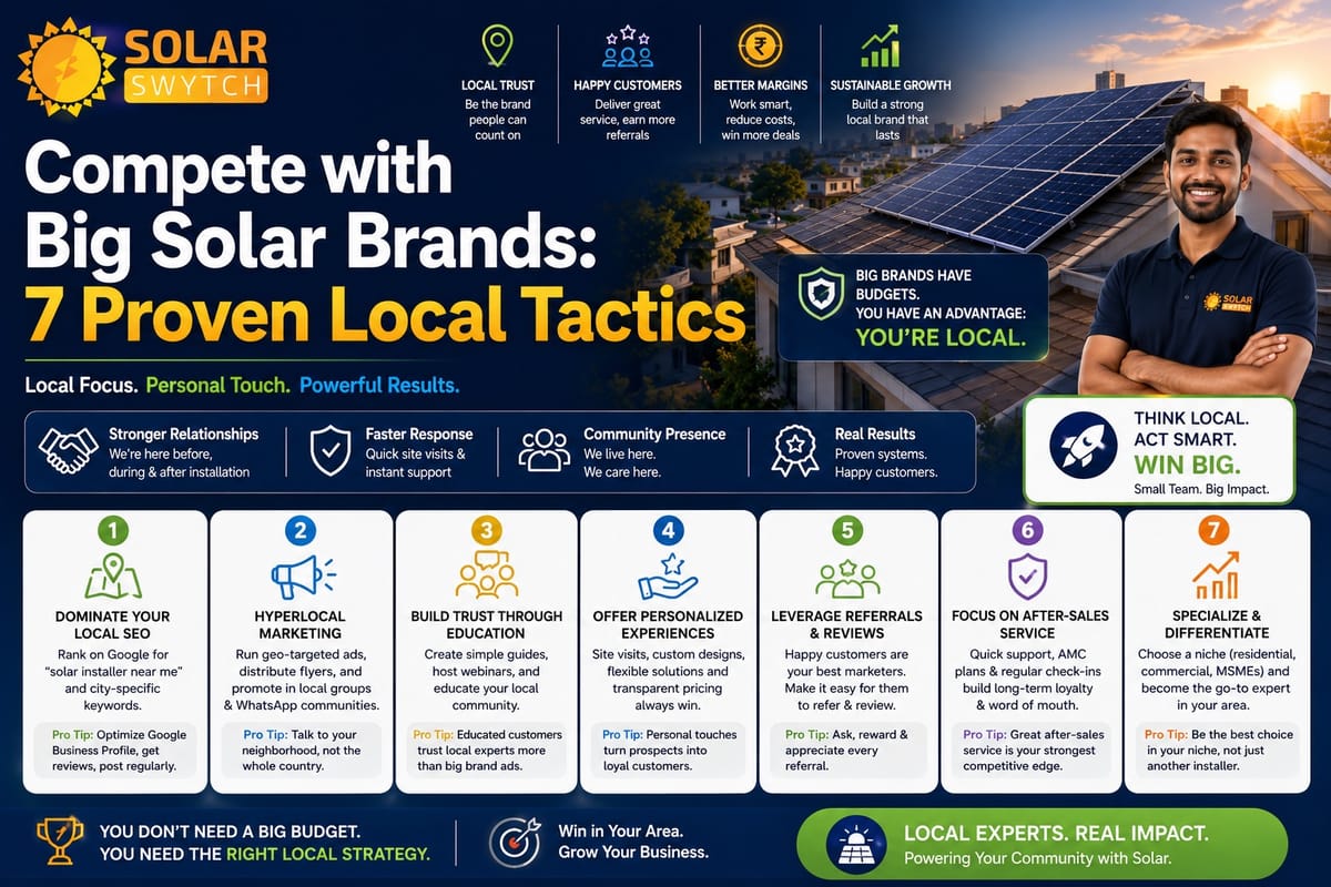 Compete with Big Solar Brands: 7 Proven Local Tactics — illustrated guide cover