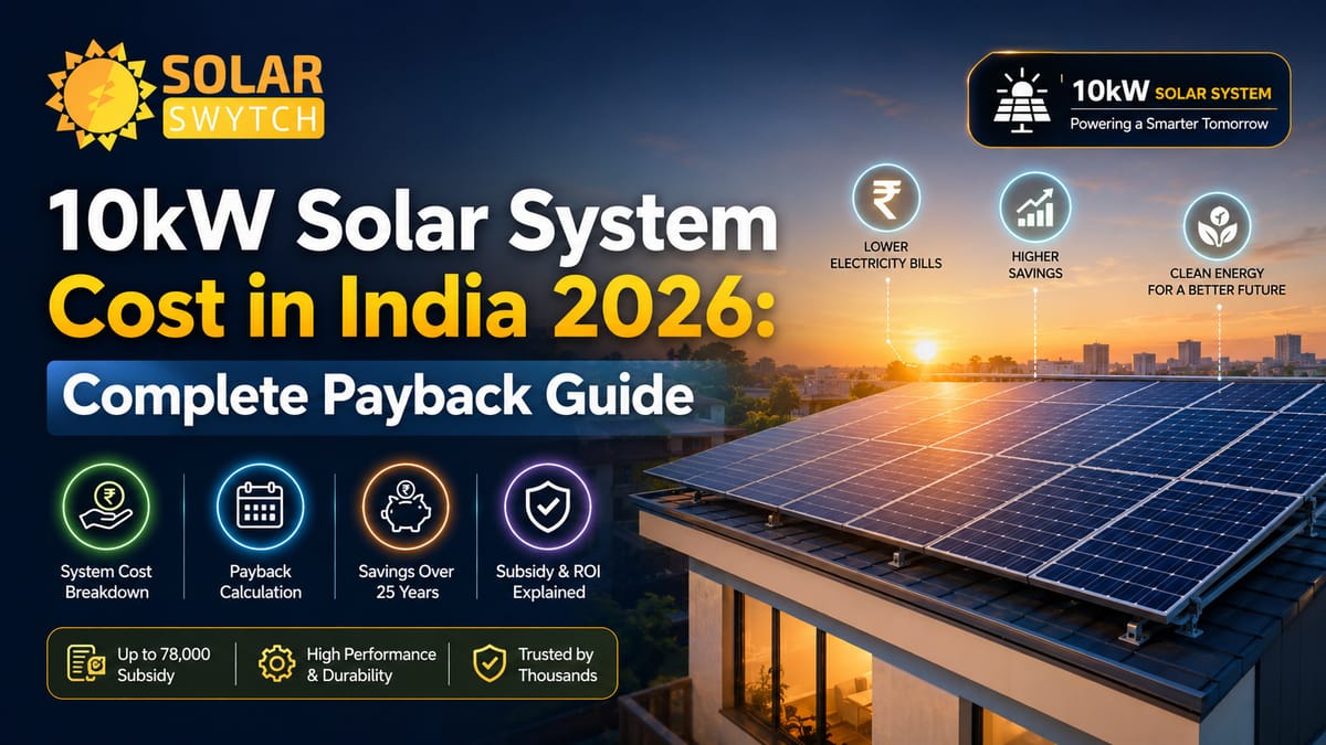 10kW Solar System Cost in India 2026: Complete Payback Guide — illustrated guide cover