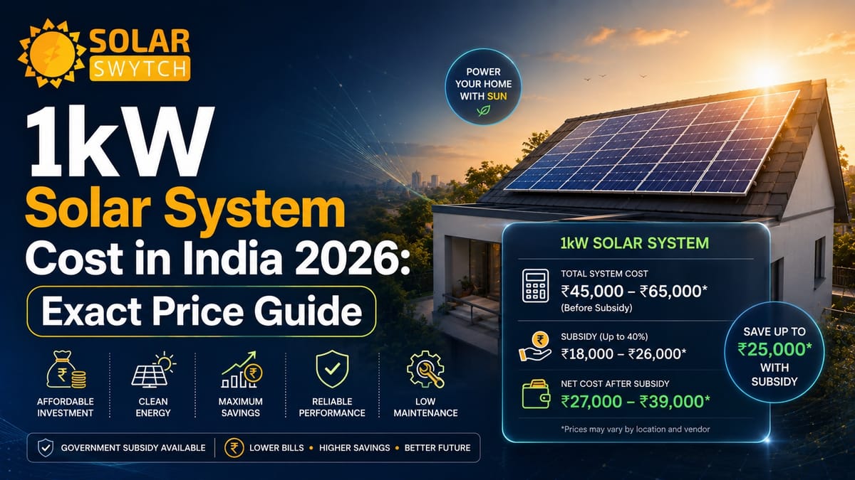 1kW Solar System Cost in India 2026: Exact Price Guide — illustrated guide cover