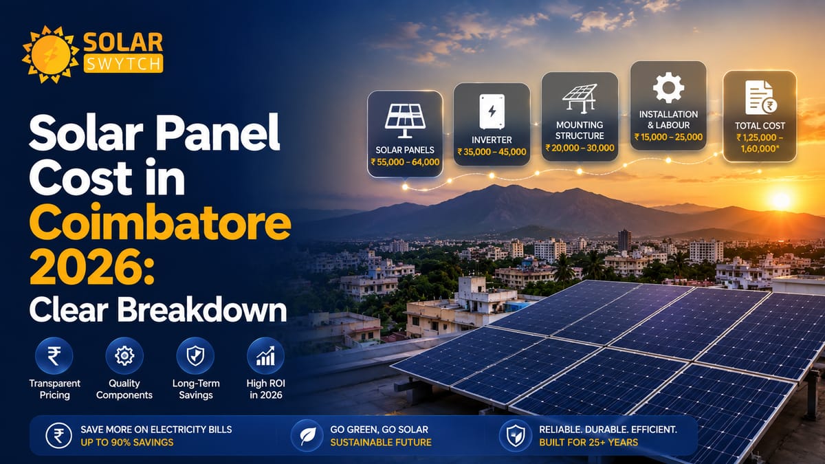 Solar Panel Cost in Coimbatore 2026: Clear Breakdown — illustrated guide cover