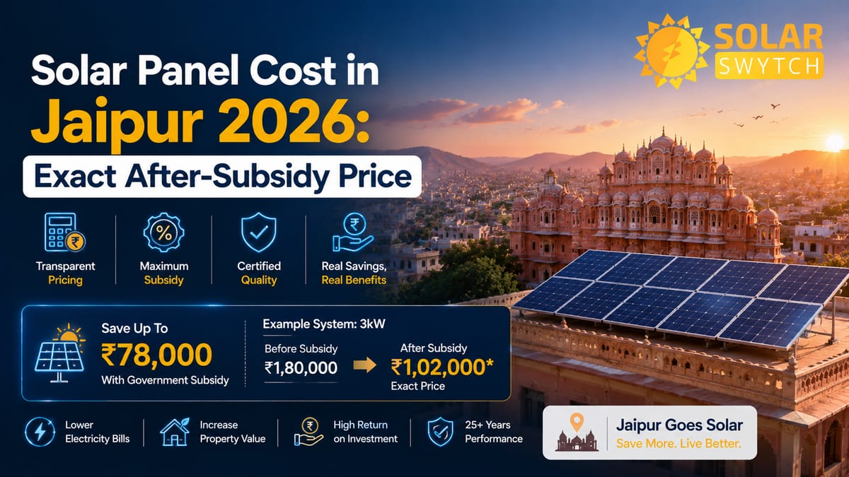 Solar Panel Cost in Jaipur 2026: Exact After-Subsidy Price — illustrated guide cover