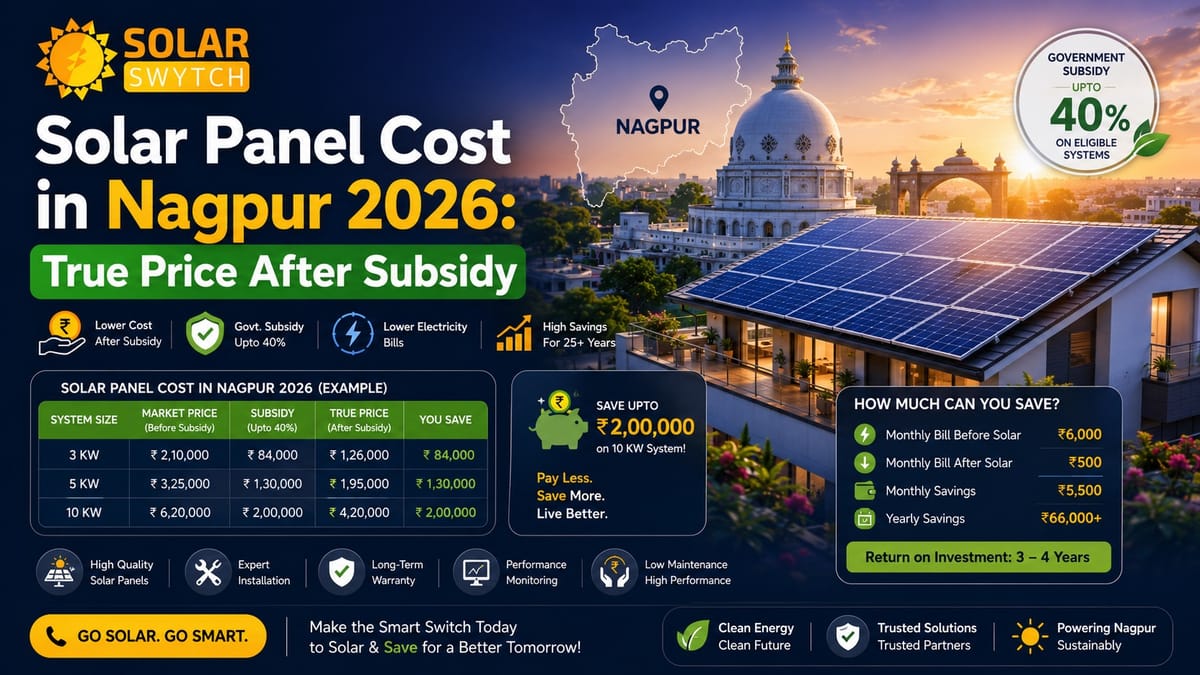 Solar Panel Cost in Nagpur 2026: True Price After Subsidy — illustrated guide cover