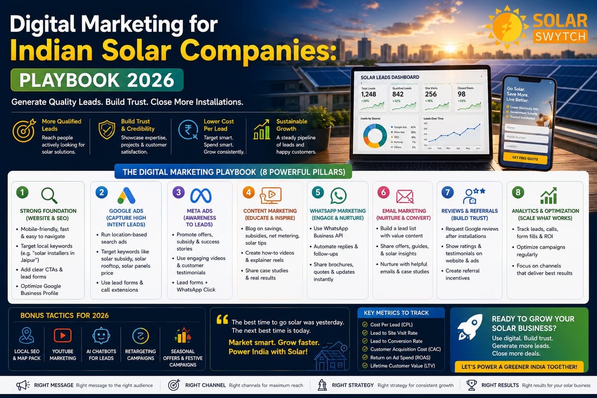 Digital Marketing for Indian Solar Companies: Playbook — illustrated guide cover