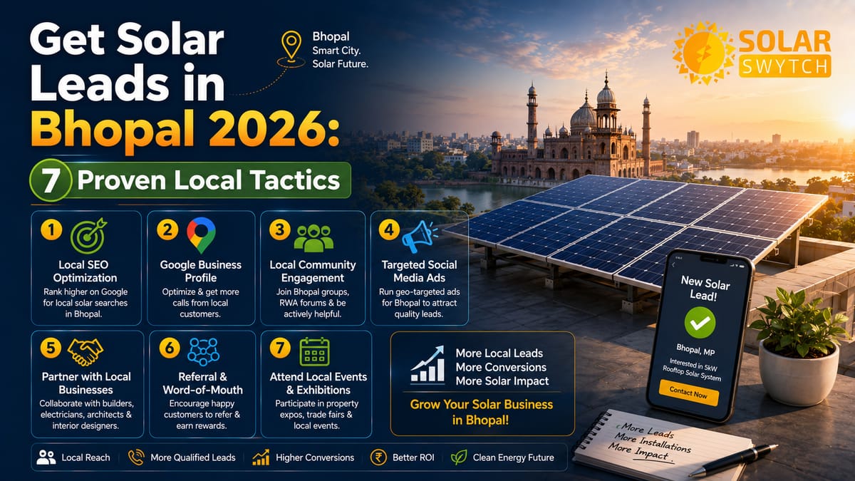 Get Solar Leads in Bhopal 2026: 7 Proven Local Tactics — illustrated guide cover