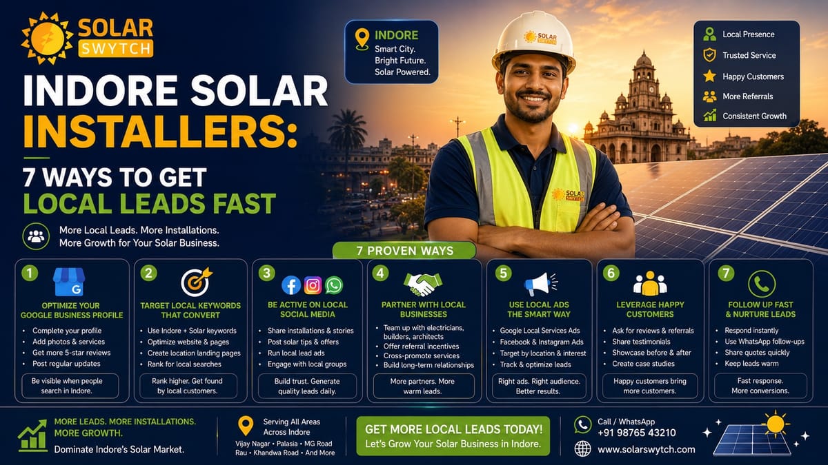 Indore Solar Installers: 7 Ways to Get Local Leads Fast — illustrated guide cover