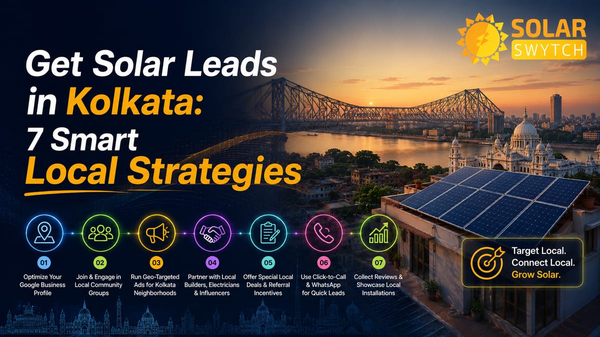 Get Solar Leads in Kolkata: 7 Smart Local Strategies — illustrated guide cover