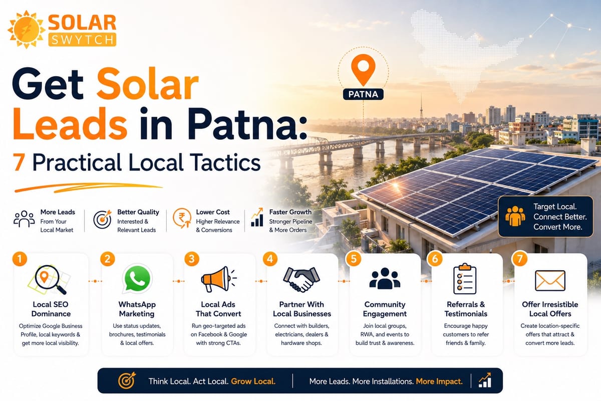 Get Solar Leads in Patna: 7 Practical Local Tactics — illustrated guide cover