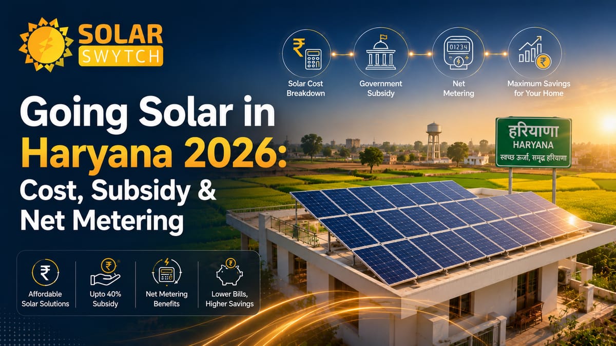 Going Solar in Haryana 2026: Cost, Subsidy & Net Metering — illustrated guide cover