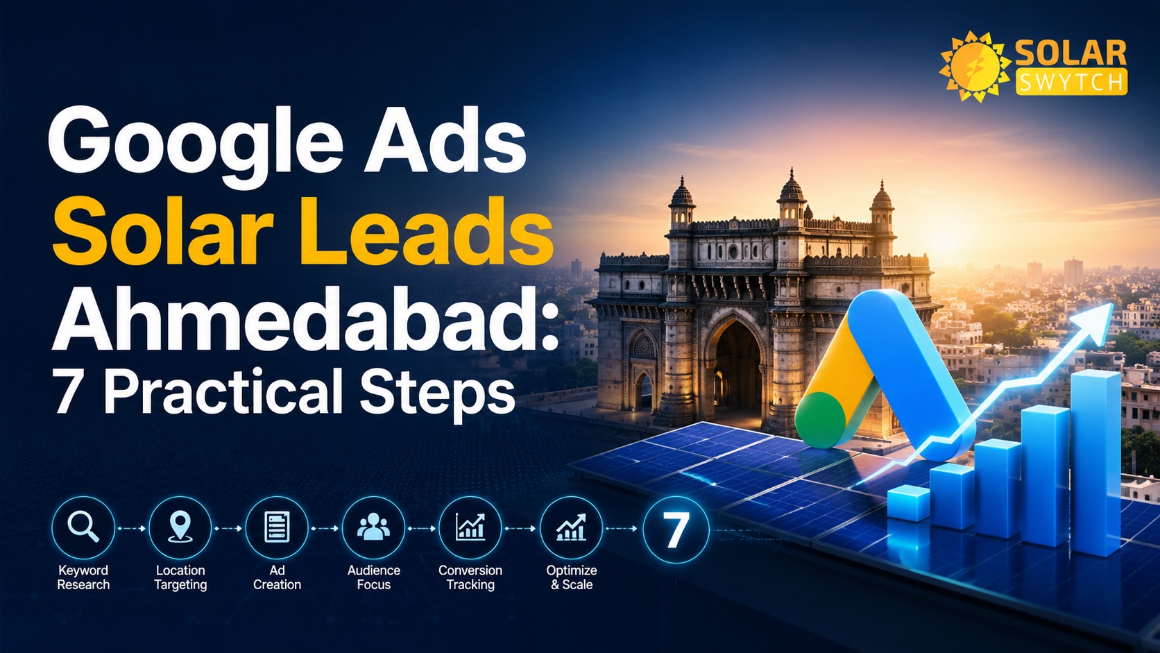 Google Ads Solar Leads Ahmedabad: 7 Practical Steps — illustrated guide cover