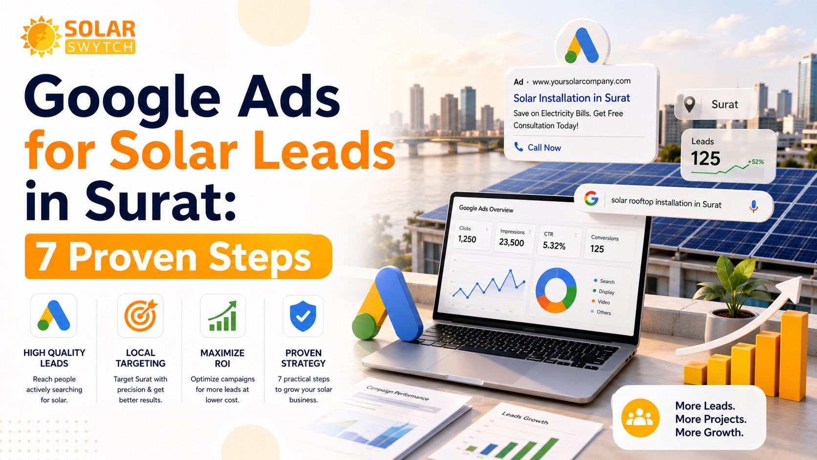 Google Ads for Solar Leads in Surat: 7 Proven Steps — illustrated guide cover