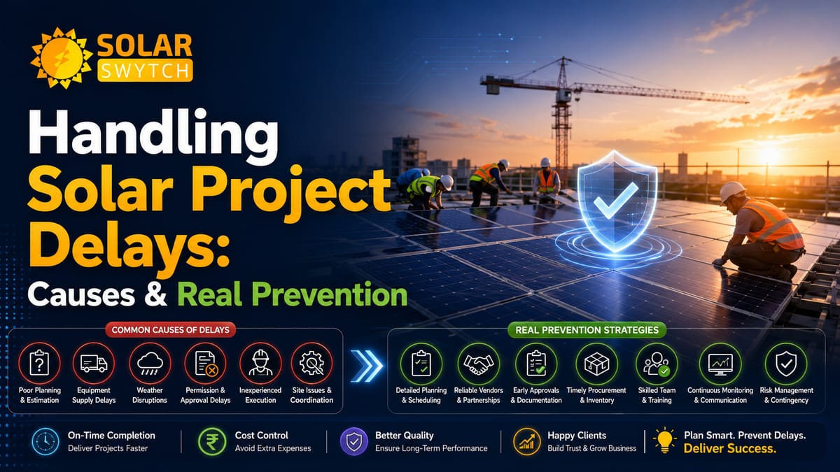 Handling Solar Project Delays: Causes & Real Prevention — illustrated guide cover