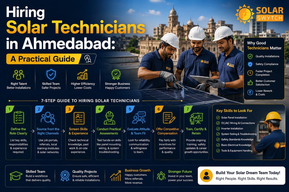 Hiring Solar Technicians in Ahmedabad: A Practical Guide — illustrated guide cover