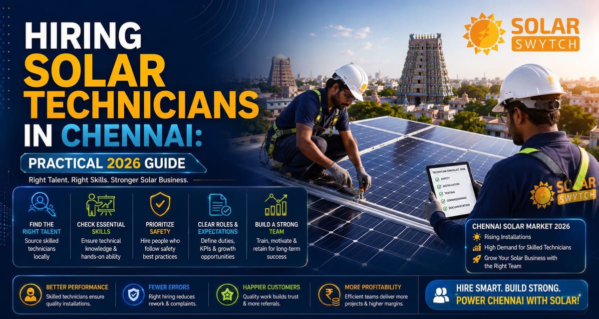 Hiring Solar Technicians in Chennai: Practical 2026 Guide — illustrated guide cover