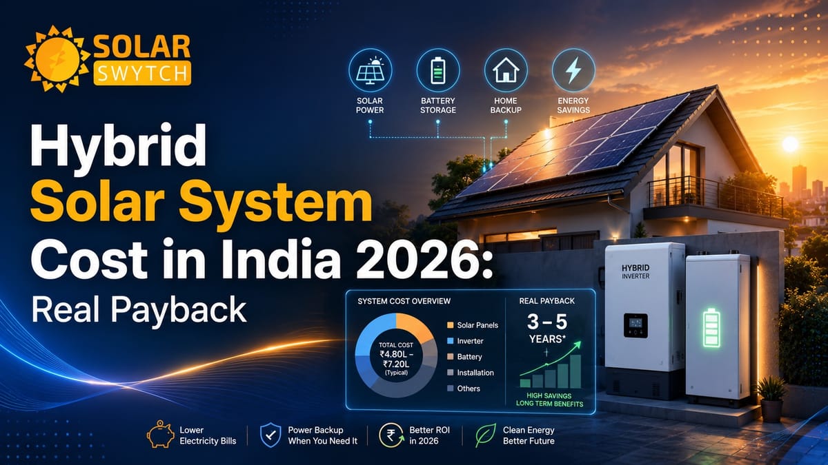 Hybrid Solar System Cost in India 2026: Real Payback — illustrated guide cover