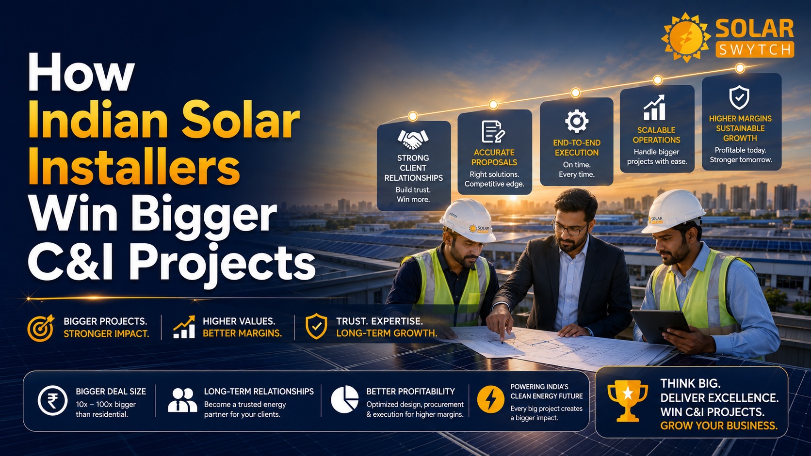 How Indian Solar Installers Win Bigger C&I Projects — illustrated guide cover
