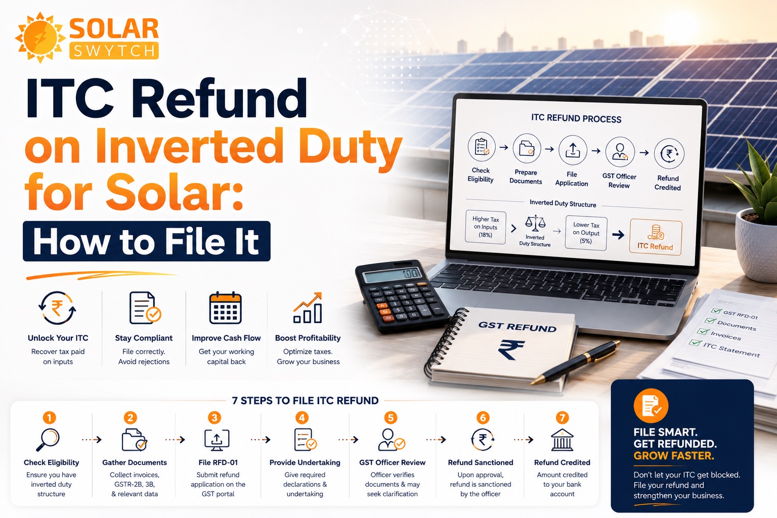 ITC Refund on Inverted Duty for Solar: How to File It — illustrated guide cover
