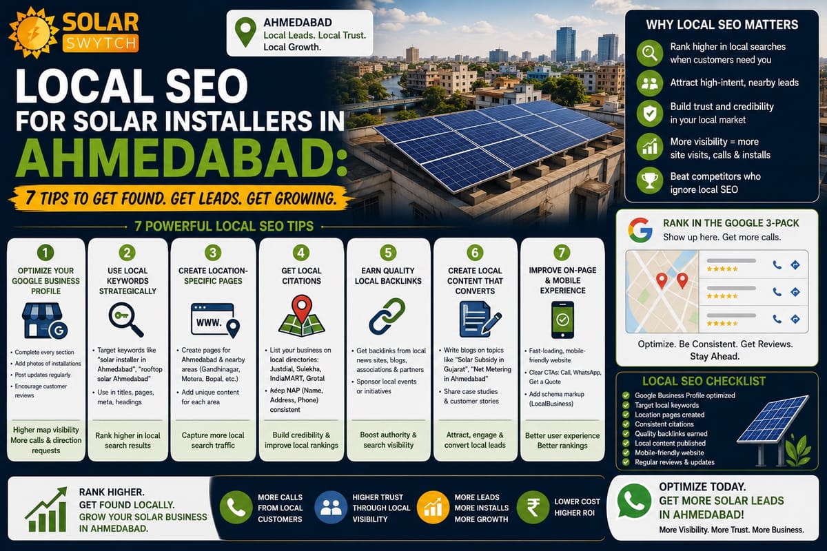 Local SEO for Solar Installers in Ahmedabad: 7 Tips — illustrated guide cover