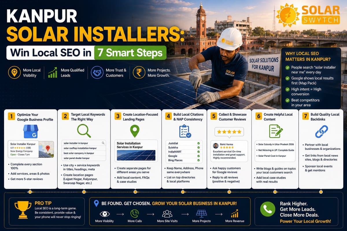 Kanpur Solar Installers: Win Local SEO in 7 Smart Steps — illustrated guide cover