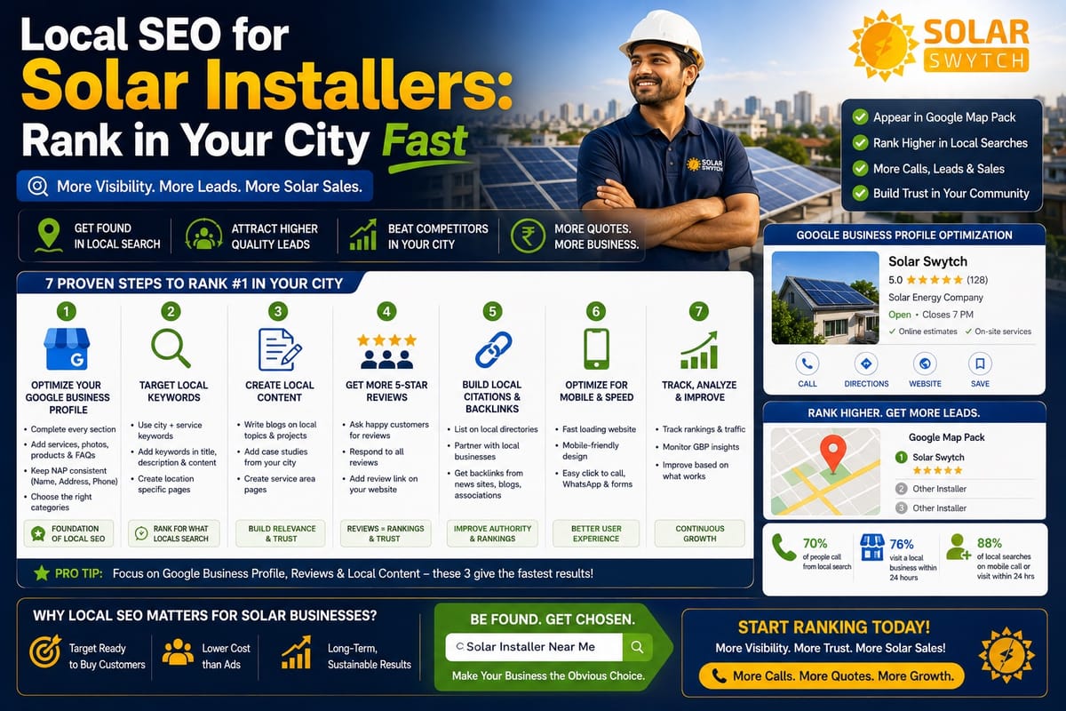 Local SEO for Solar Installers: Rank in Your City Fast — illustrated guide cover
