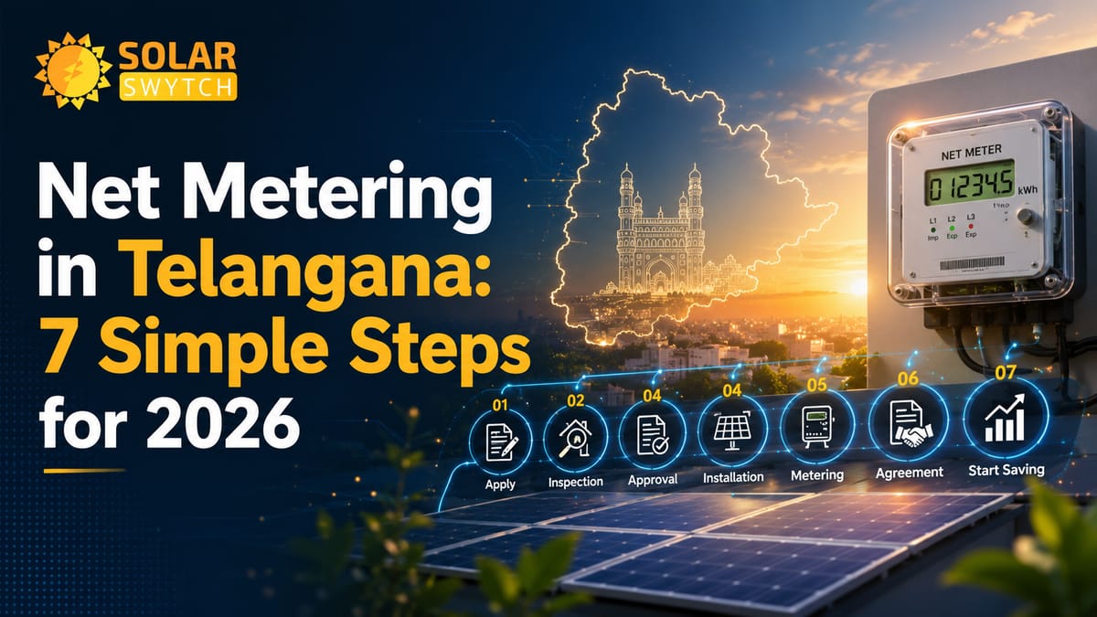 Net Metering in Telangana: 7 Simple Steps for 2026 — illustrated guide cover