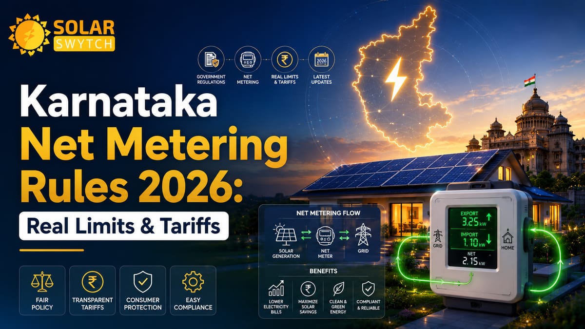 Karnataka Net Metering Rules 2026: Real Limits & Tariffs — illustrated guide cover