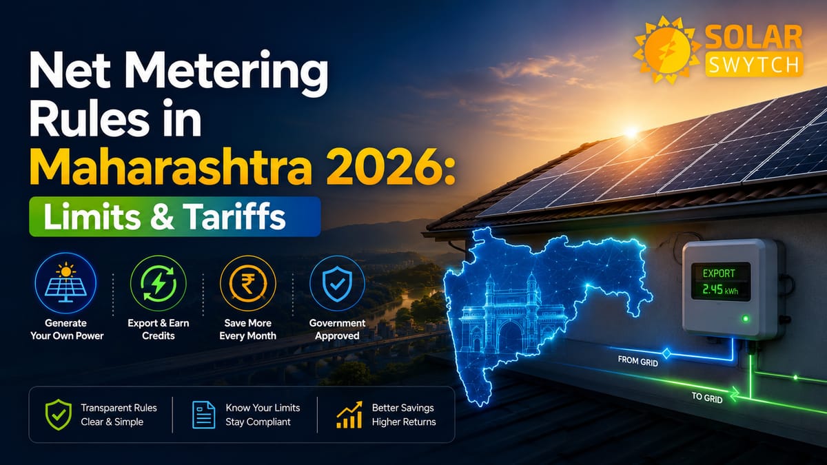 Net Metering Rules in Maharashtra 2026: Limits & Tariffs — illustrated guide cover