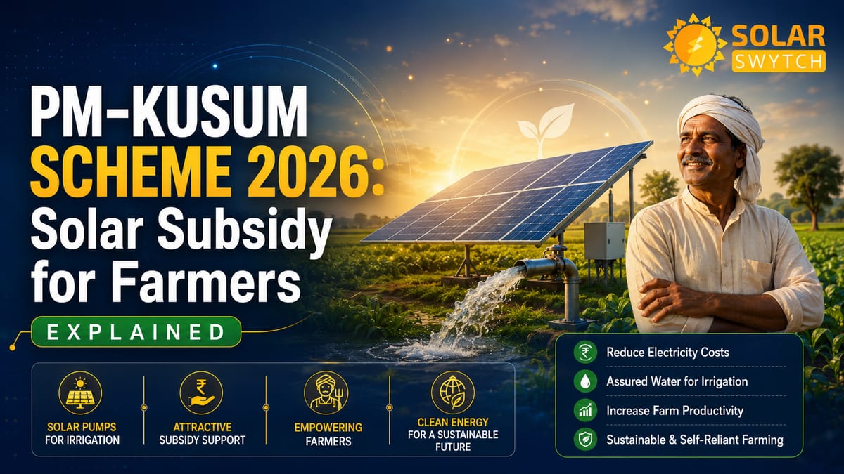 PM-KUSUM Scheme 2026: Solar Subsidy for Farmers Explained — illustrated guide cover