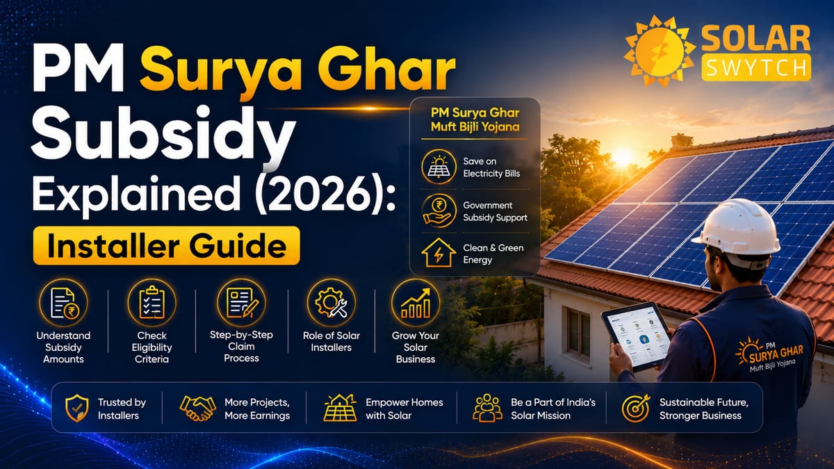PM Surya Ghar Subsidy Explained (2026): Installer Guide — illustrated guide cover