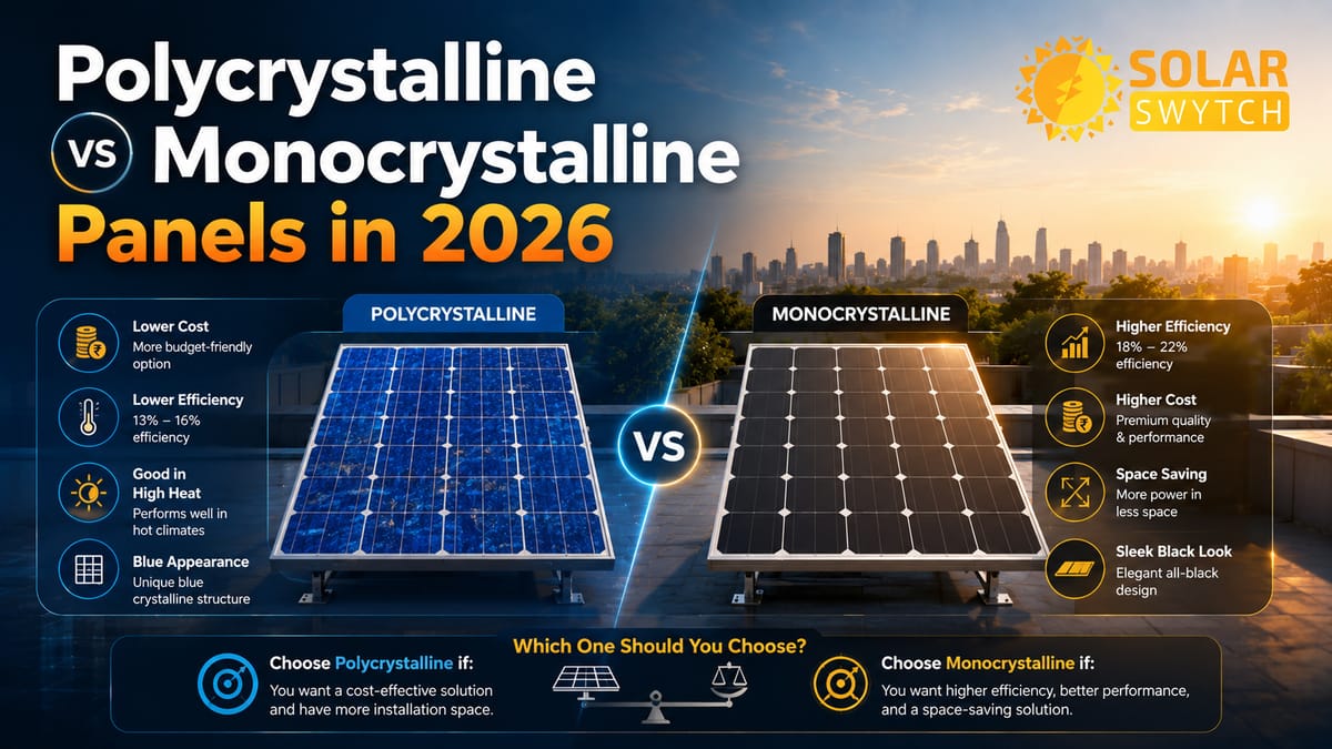 Polycrystalline vs Monocrystalline Panels in 2026 — illustrated guide cover