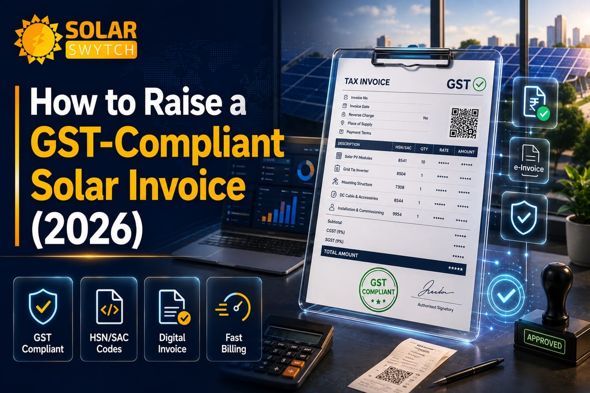 How to Raise a GST-Compliant Solar Invoice (2026) — illustrated guide cover
