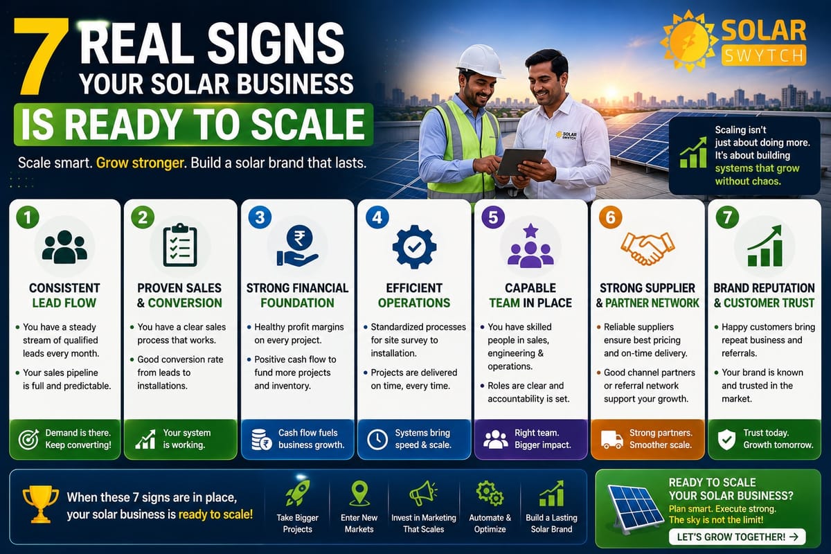 7 Real Signs Your Solar Business Is Ready to Scale — illustrated guide cover