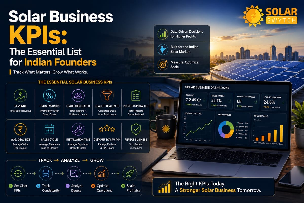 Solar Business KPIs: The Essential List for Indian Founders — illustrated guide cover
