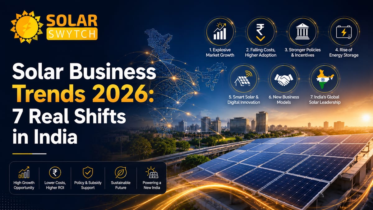 Solar Business Trends 2026: 7 Real Shifts in India — illustrated guide cover