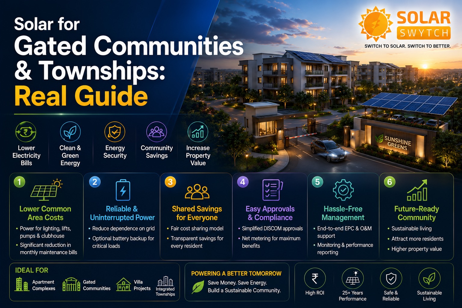 Solar for Gated Communities & Townships: Real Guide — illustrated guide cover
