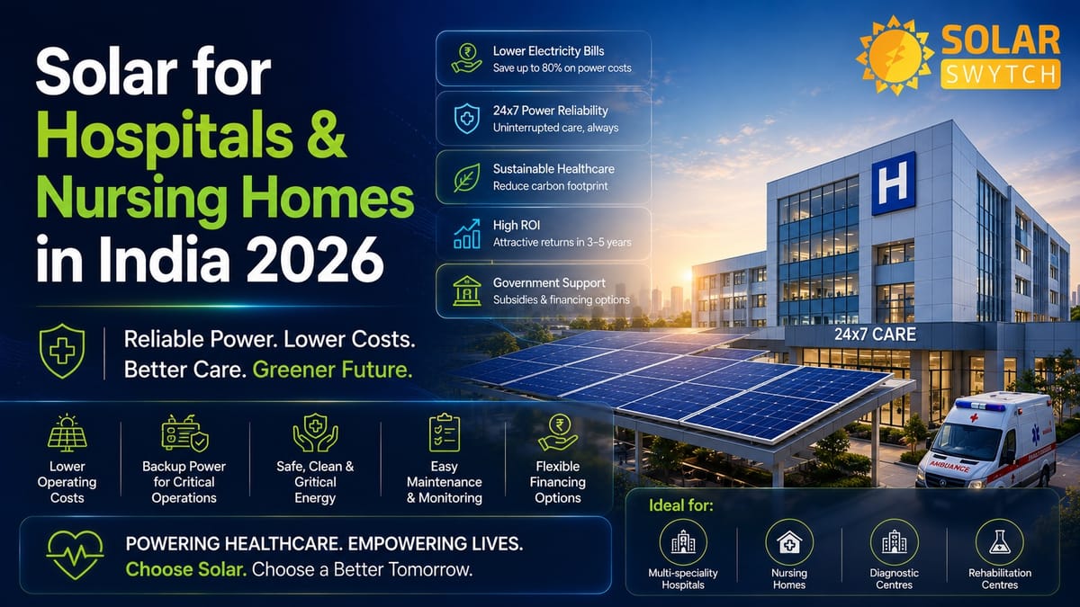 Solar for Hospitals & Nursing Homes in India 2026 — illustrated guide cover