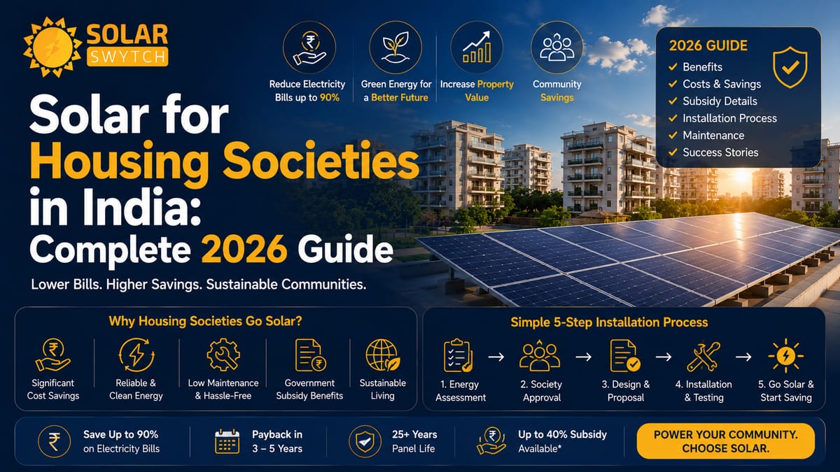 Solar for Housing Societies in India: Complete 2026 Guide — illustrated guide cover