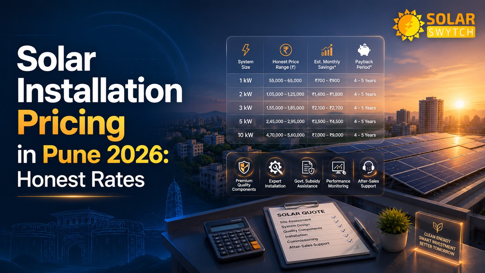 Solar Installation Pricing in Pune 2026: Honest Rates — illustrated guide cover