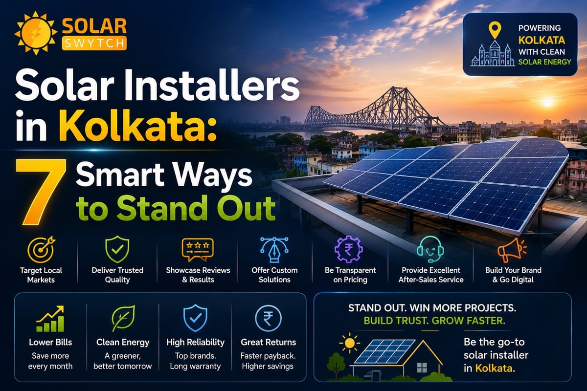 Solar Installers in Kolkata: 7 Smart Ways to Stand Out — illustrated guide cover