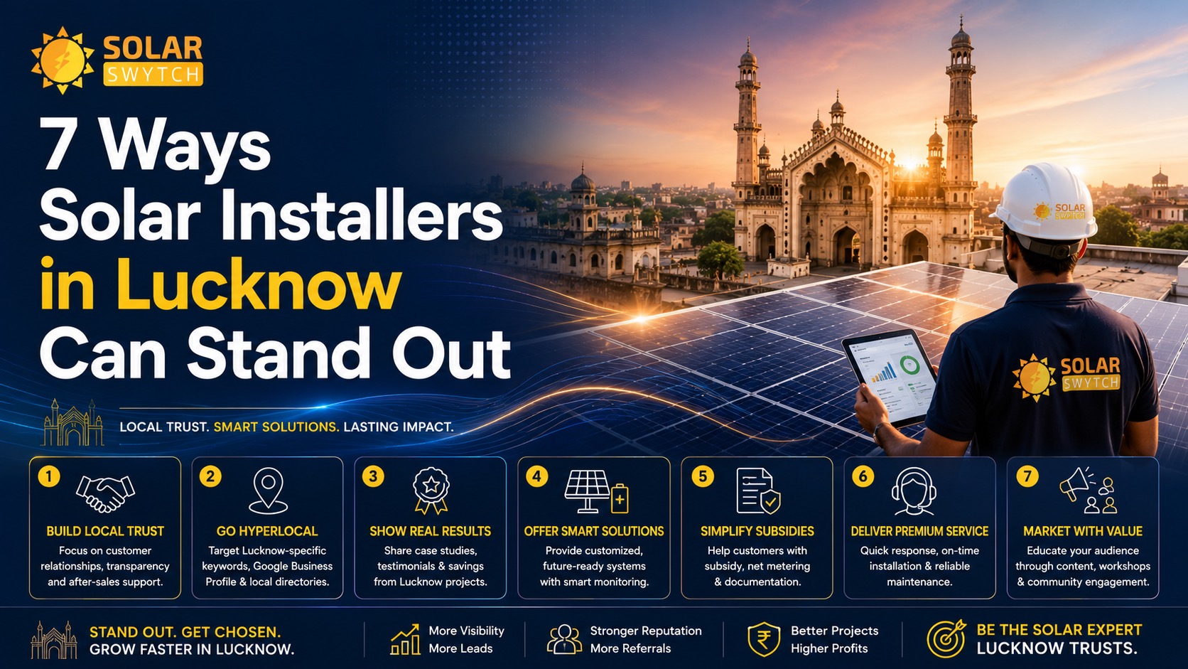 7 Ways Solar Installers in Lucknow Can Stand Out — illustrated guide cover