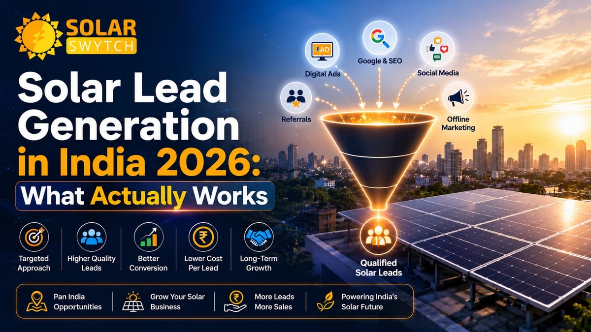 Solar Lead Generation in India 2026: What Actually Works — illustrated guide cover