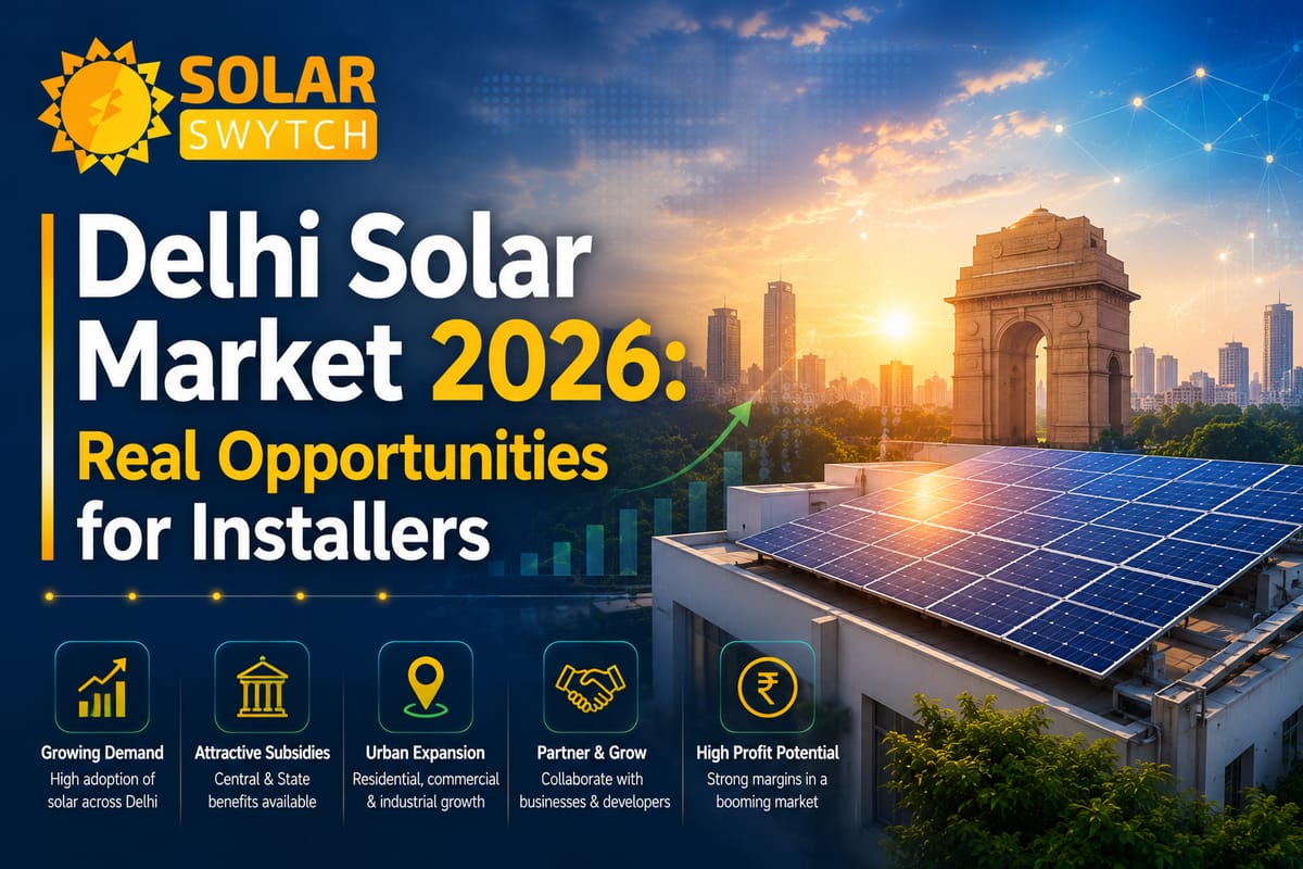 Delhi Solar Market 2026: Real Opportunities for Installers — illustrated guide cover