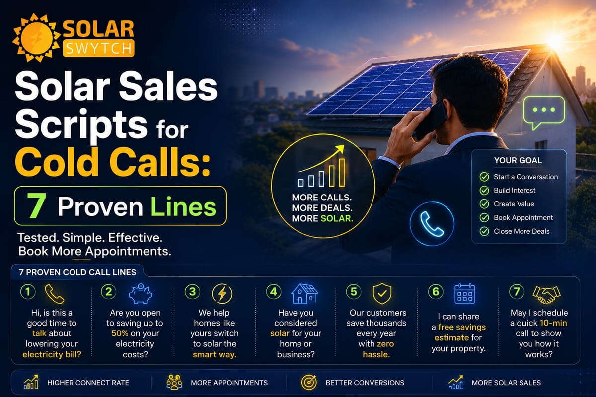 Solar Sales Scripts for Cold Calls: 7 Proven Lines — illustrated guide cover