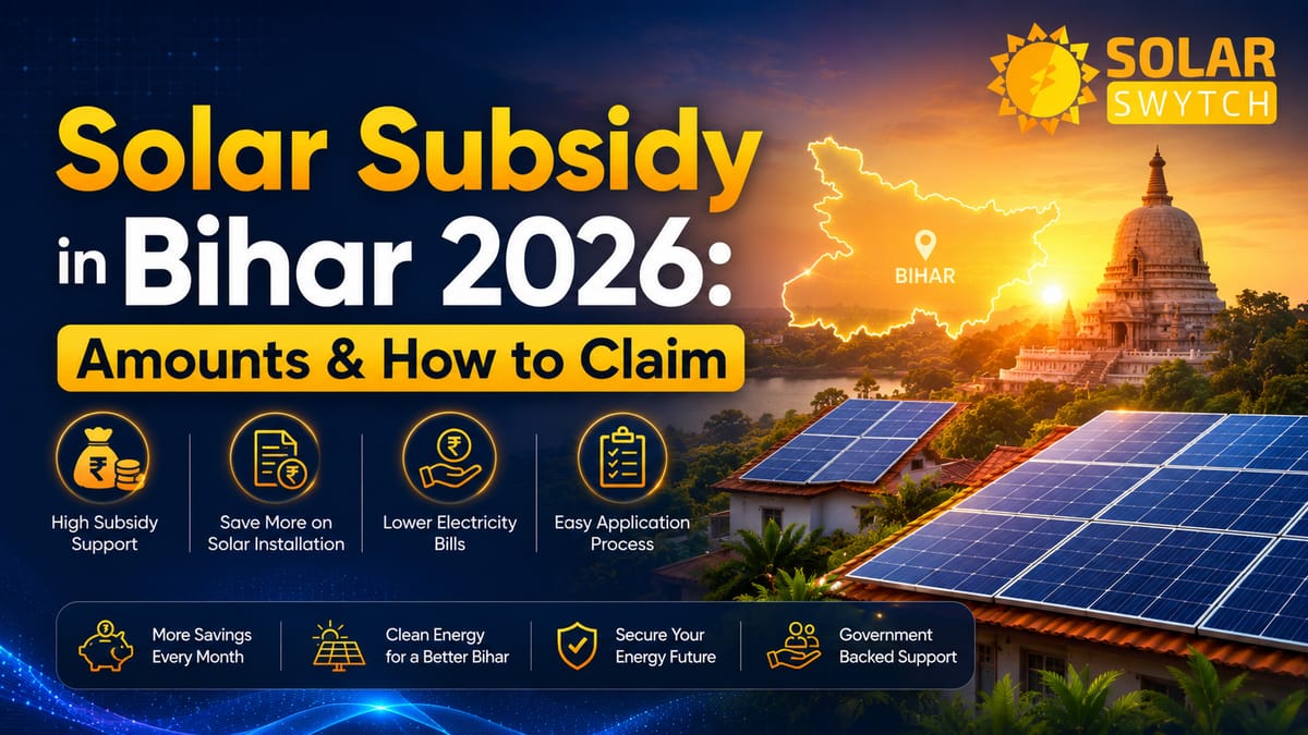 Solar Subsidy in Bihar 2026: Amounts & How to Claim — illustrated guide cover
