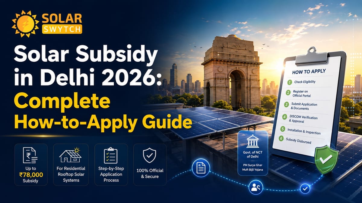 Solar Subsidy in Delhi 2026: Complete How-to-Apply Guide — illustrated guide cover