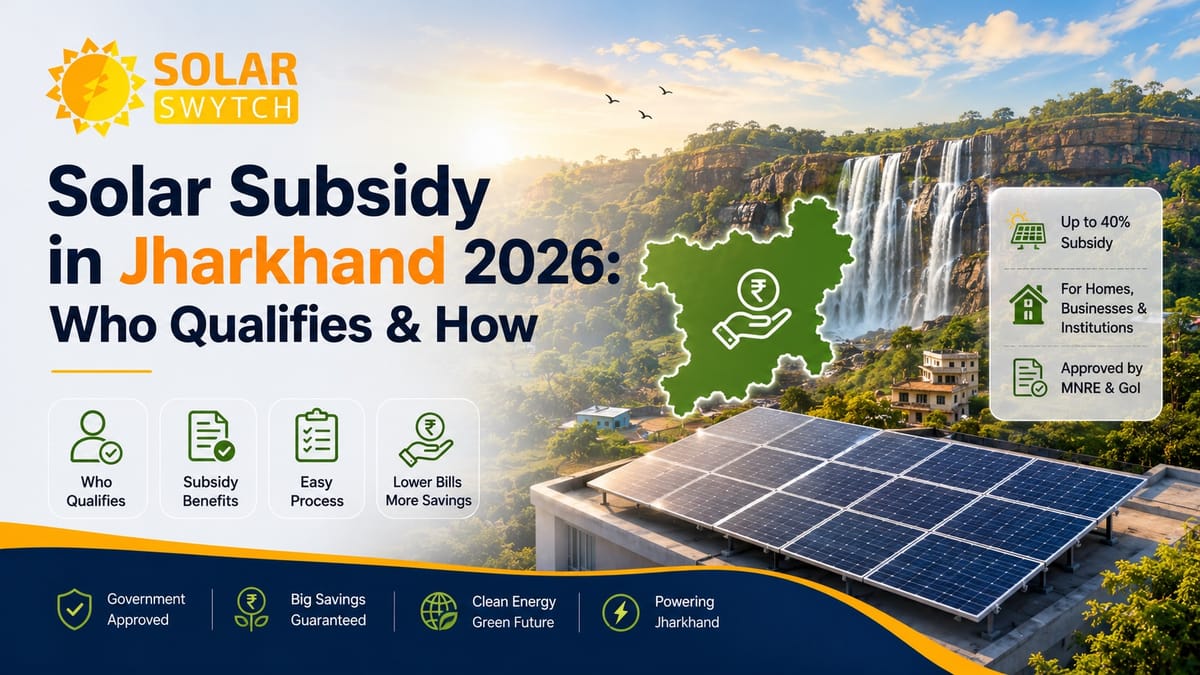 Solar Subsidy in Jharkhand 2026: Who Qualifies & How — illustrated guide cover